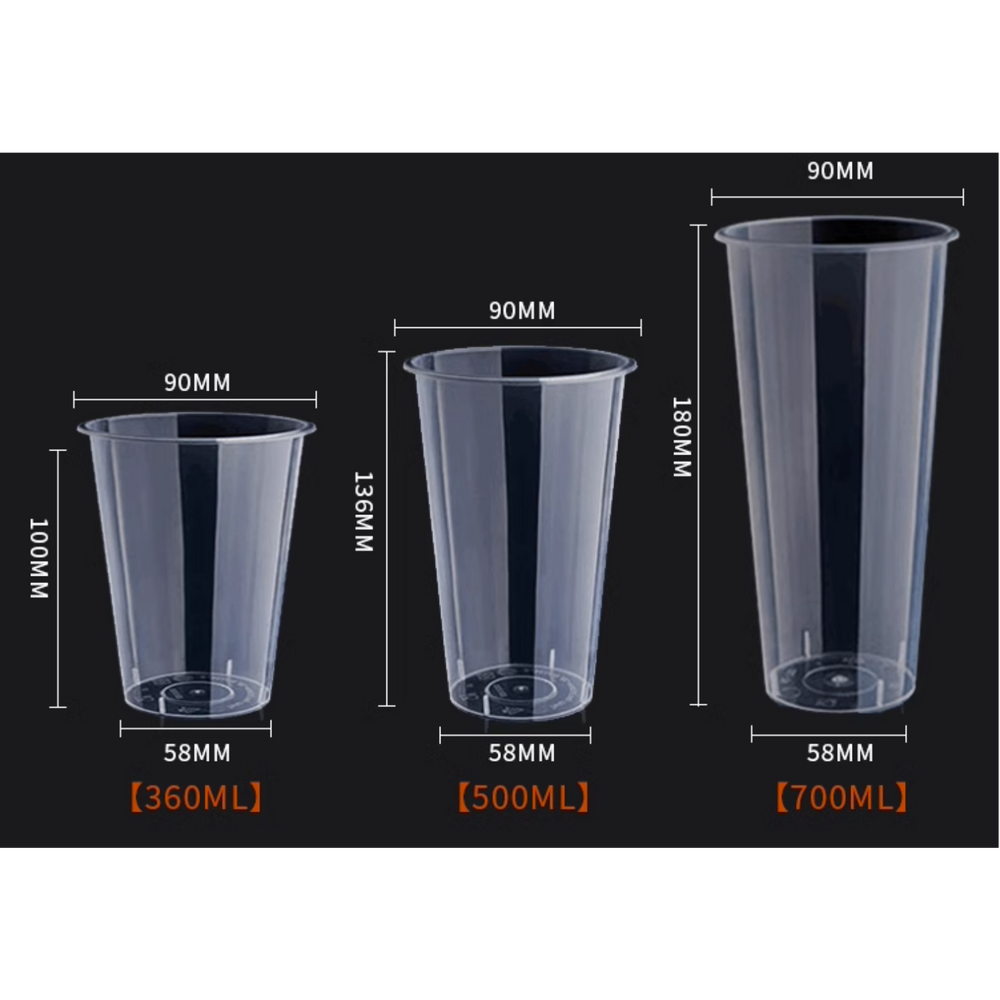 UTea 90mm clear PP bubble tea cups for wholesale packaging orders