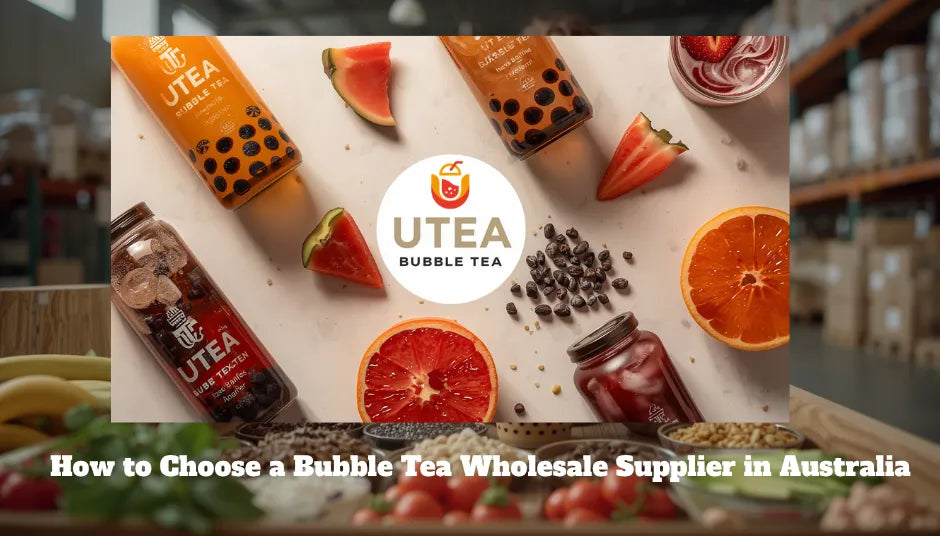 Bubble tea ingredients and packaging prepared for wholesale supply