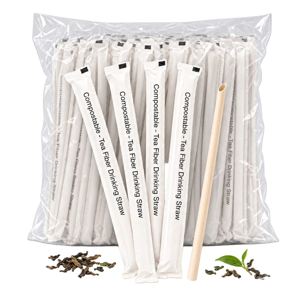 8mm Tea Fiber Straw Individual Wrapped - 8mm x 230mm