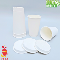 Double Wall Paper Cup Aqueous Lids (Plastic Free 90mm)