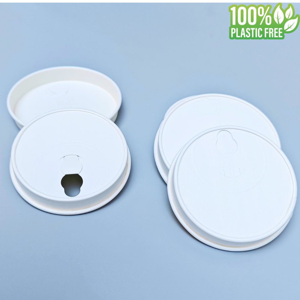 Double Wall Paper Cup Aqueous Lids (Plastic Free 90mm)