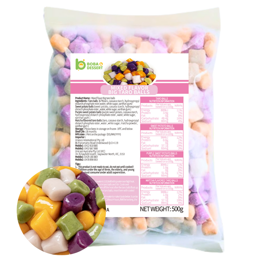 Frozen MIXED(4) Flavor BIG Taro Balls (500g) - NSW&QLD Metro only