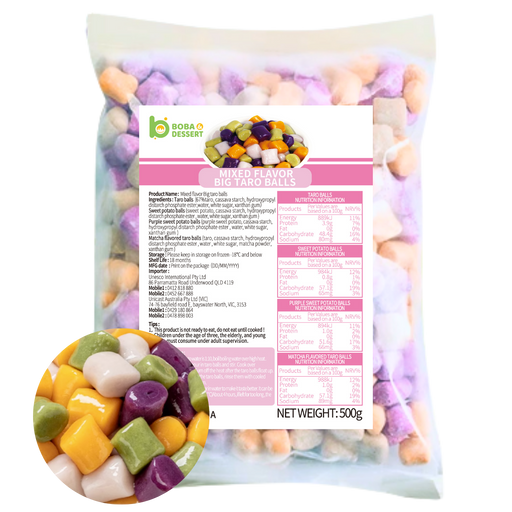 Frozen MIXED(4) Flavor BIG Taro Balls (500g) - NSW&QLD Metro only