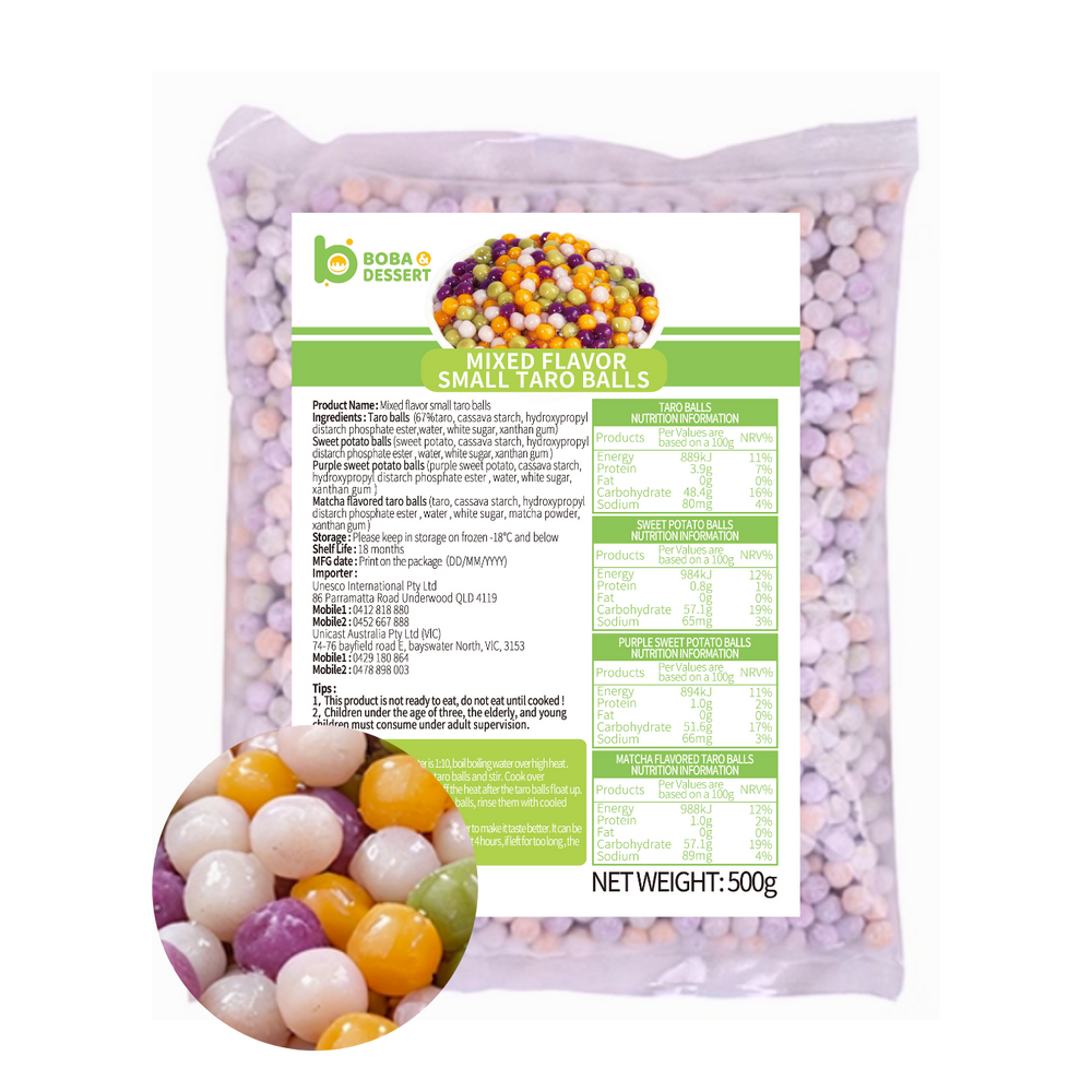 Frozen MIXED(4) Flavor SMALL Taro Balls (500g) -  NSW&QLD Metro only