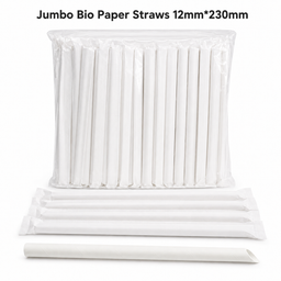 Bio Paper Straws - Jumbo Size (Individually Wrapped) (12mm*230mm)(250pcs)