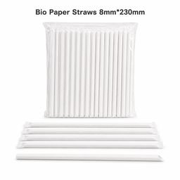 Bio Paper Straws - 8mm Size (Individually Wrapped) (12mm*230mm) (100pcs)