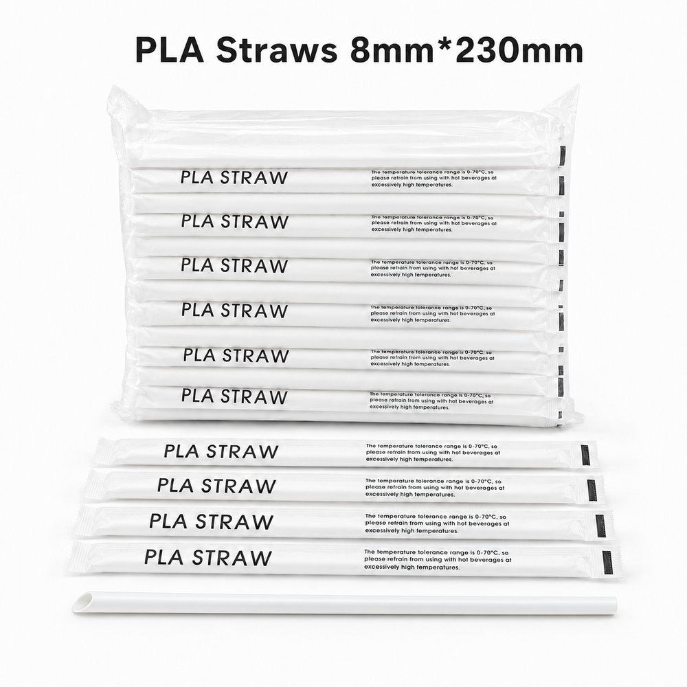 PLA 8mm Straw – Individually Wrapped (8MM x 230MM, 200pcs)