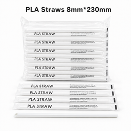 PLA 8mm Straw – Individually Wrapped (8MM x 230MM, 200pcs)