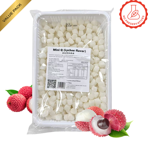 Mini Q Mochi Value Pack Lychee 680g – bubble tea topping, no preservatives