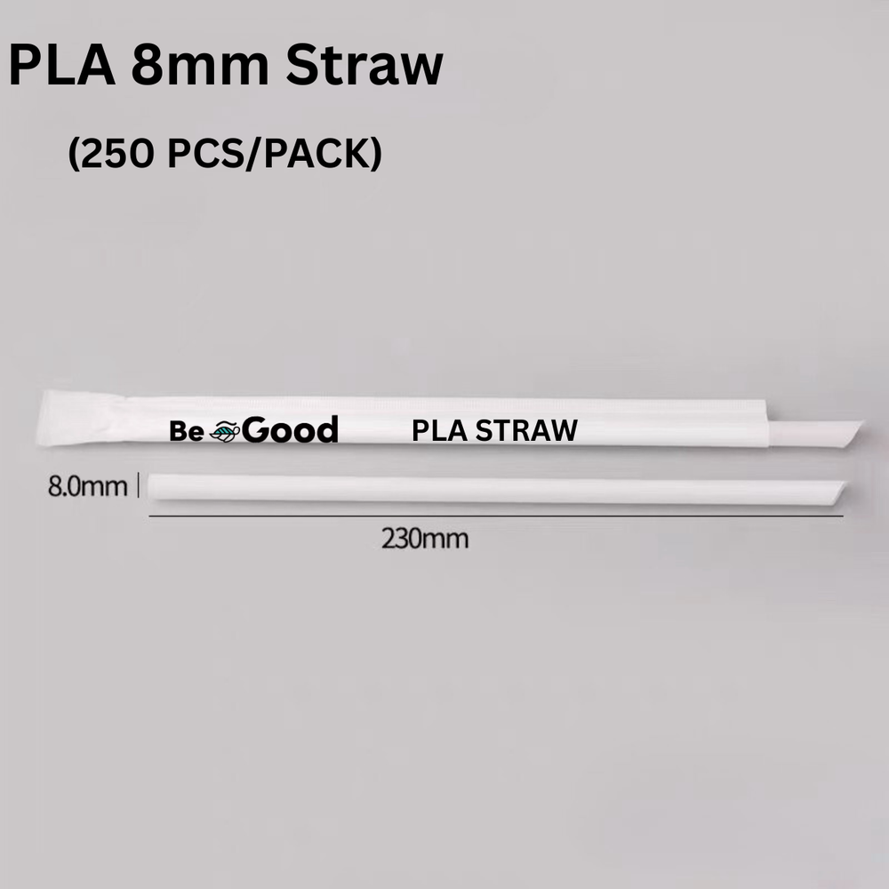 PLA 8mm Straw – Individually Wrapped (8MM x 230MM, 200pcs)