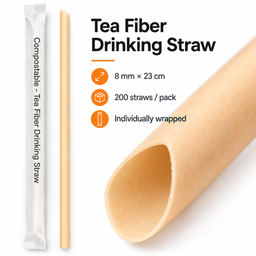 8mm Tea Fiber Straw Individual Wrapped - 8mm x 230mm