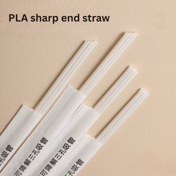 PLA-23CM PLA Disposable Three Hole Sharp End Straw
