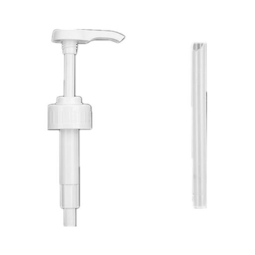 White syrup pump with dip tube for TC syrup containers