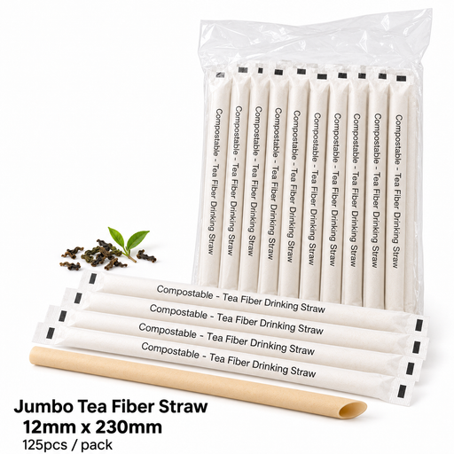 Jumbo Tea Fiber Straw Individual Wrapped - 12mm x 230mm