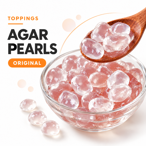 Original agar pearls in a glass bowl